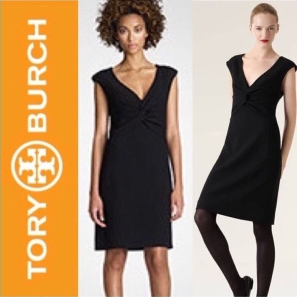 Tory Burch Black Twist Patrice Wool Front Cocktail Dress